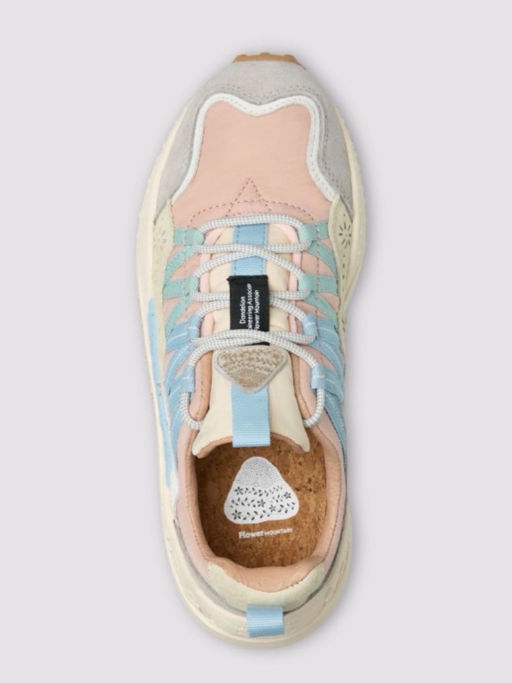 NWT Flower Mountain WASHI WOMAN Suede and technical fabric sneakers - Cream-Pink - Picture 2 of 14